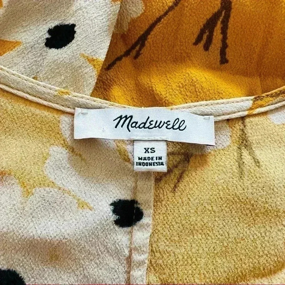 New Madewell Button Front Dress Floral Yellow XS - Picture 10 of 12